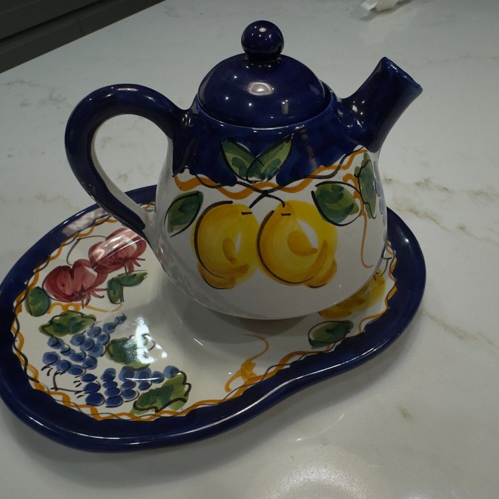Duca Vietri Teapot & Tray Set - Picture 3 of 4